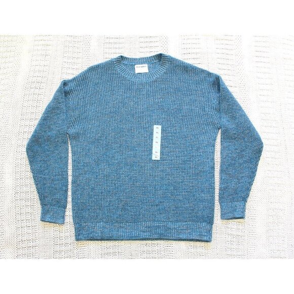 Old Navy Waffle Textured Men's Sweater Size XL Cotton Crew Neck Blue NWOT - Picture 4 of 8